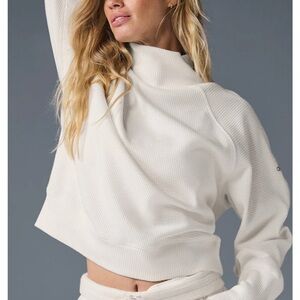 Alo Waffle Weekend Escape Mock Neck Long Sleeve